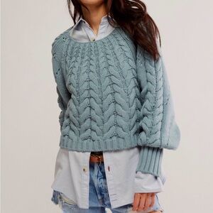 FREE PEOPLE Sandre Pullover in Ancient Turquoise Size Large